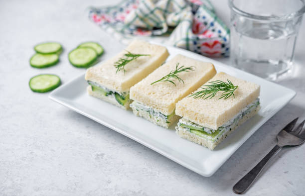 istock Cucumber dill cream cheese tea sandwich in a plate 1982963751