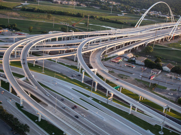 Network of highway roads in Dallas, Texas, USA, seen from above.