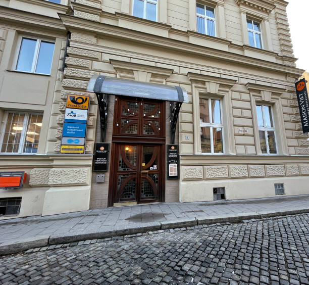 Olomouc, Czech Republic - January 30, 2024: Czech Post (Česká pošta) office in the downtown. Government ownership postal company of the Czech Republic.