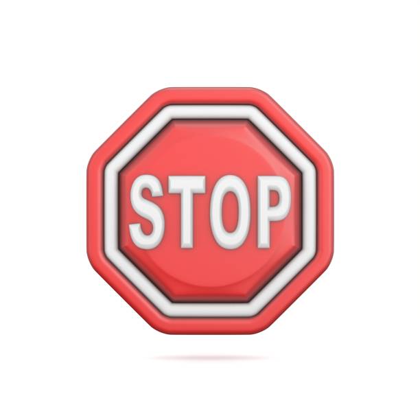 Traffic sign Stop sign 3D rendering illustration isolated on white background