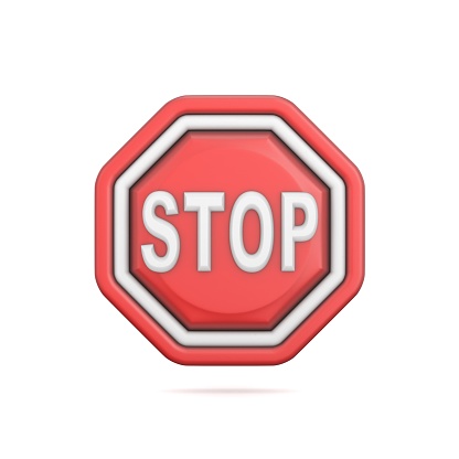 Traffic sign Stop sign 3D rendering illustration isolated on white background