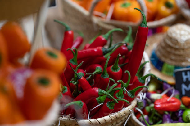 hot chillies grouped among other types of chillies