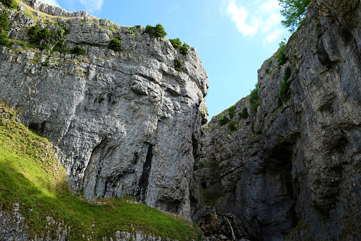 Limestone ravine or gorge, Gordale Scar, Yorkshire Dales, UK