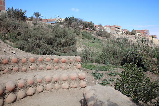 pottery, houses, valley in a village