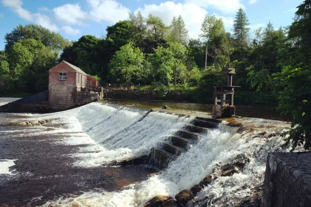 Weir on Linton Falls on the River Wharfe, Yorkshire Dales, UK