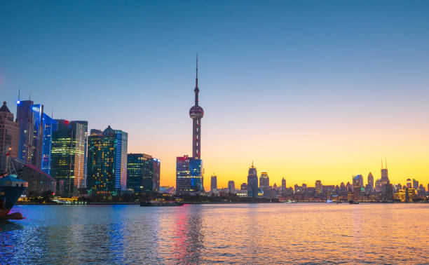 istock Golden hour in Shanghai China downtown skyline waterfront 1983091853