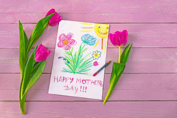istock Mother's Day greeting card, children's drawing 1983176828