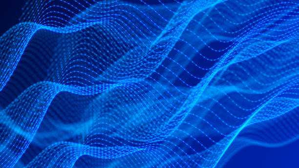 istock Futuristic wave with many dots. Abstract motion background of colored dots. Technology or science. 3d 1983259857