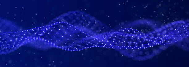 istock Beautiful curved wave on a dark background. Digital technology background. Concept of network. 3D 1983265527