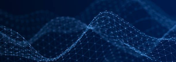 istock Futuristic wave with many dots. Abstract motion background of colored dots. Technology or science. 3d 1983279964