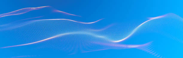 istock Beautiful curved wave on a dark background. Digital technology background. Concept of network. 3D 1983309268