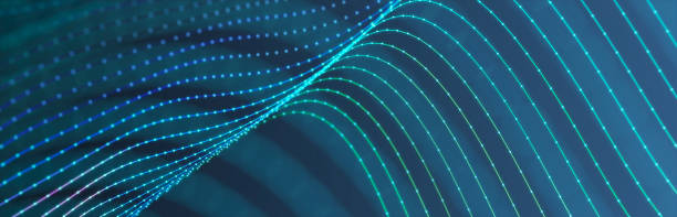 istock Digital landscape with dots and lines. Cyberspace grid. Background concept for your design. 3d 1983310874