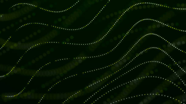 istock Beautiful curved wave on a dark background. Digital technology background. Concept of network. 3D 1983315540