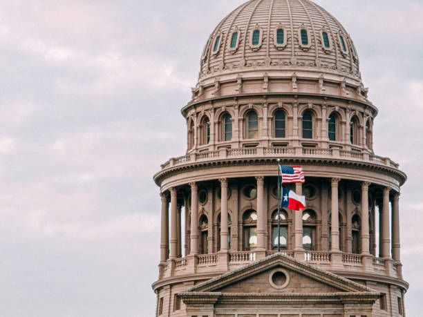 istock Texas State Capitol Dome with USA Flag and Texas Flag 1983334697