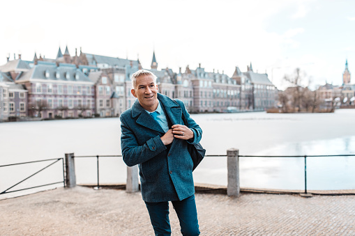 Handsome dutch politician man at the parliament government building