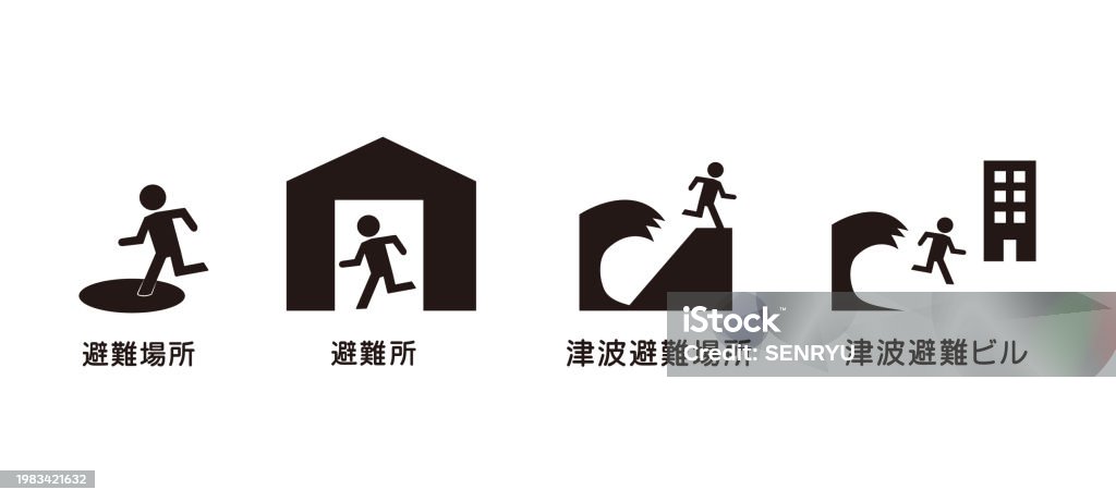 Disaster Sign Main Disaster Evacuation Mark Stock Illustration - Download Image Now ...