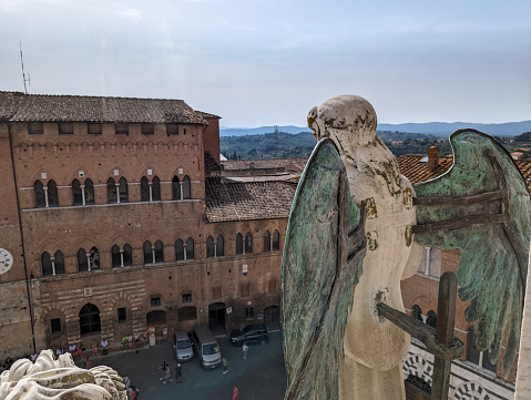 Siena, Italy - September 11, 2023 - View over Siena from a window in the Siena cathedral, Italy