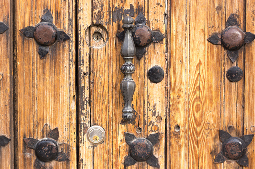 Oaxaca, Mexico: Antique Hardware on Colonial Wooden Door