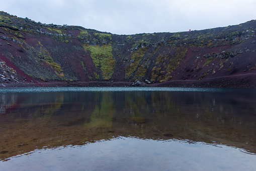 Lake at the bottom of the Kerid Volcano Crater, Iceland