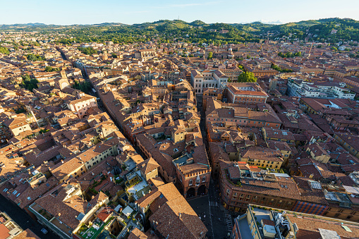 Aerial view of Bologna, Image taken from the famous \
