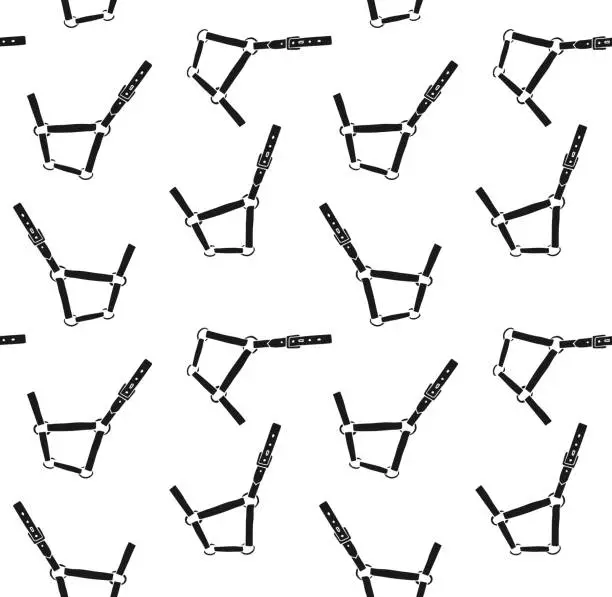 Vector illustration of Vector seamless pattern of hand drawn doodle sketch horse halter