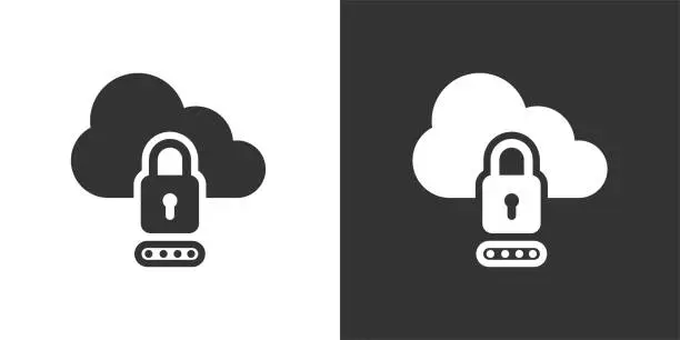 Vector illustration of Cloud hosting security icon. Solid icon that can be applied anywhere, simple, pixel perfect and modern style.
