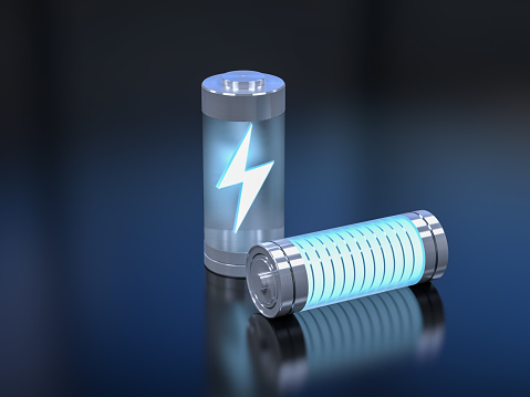 3d rendering group of li-ion or rechargeable batteries