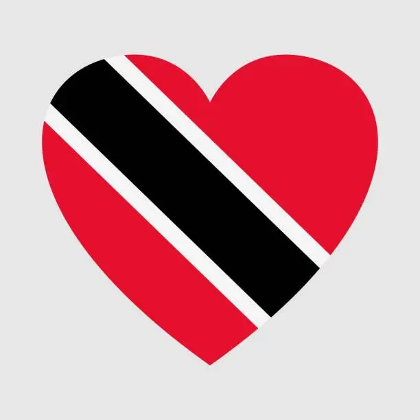 Vector illustration of National flag of Trinidad and Tobago. Heart shape