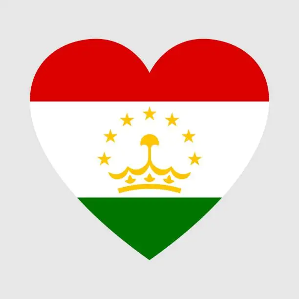 Vector illustration of National flag of Tajikistan. Heart shape