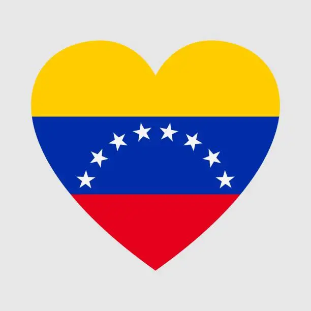 Vector illustration of National flag of Venezuela. Heart shape