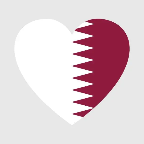 Vector illustration of National flag of Qatar. Heart shape