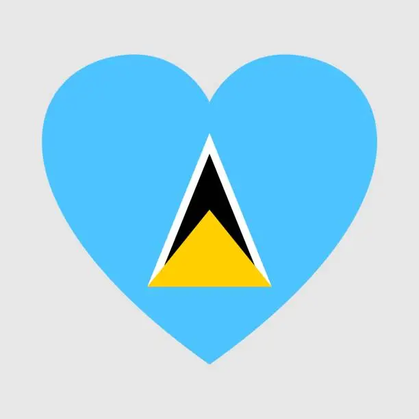 Vector illustration of National flag of Saint Lucia. Heart shape
