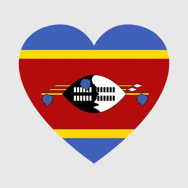 Vector illustration of National flag of Swaziland. Heart shape