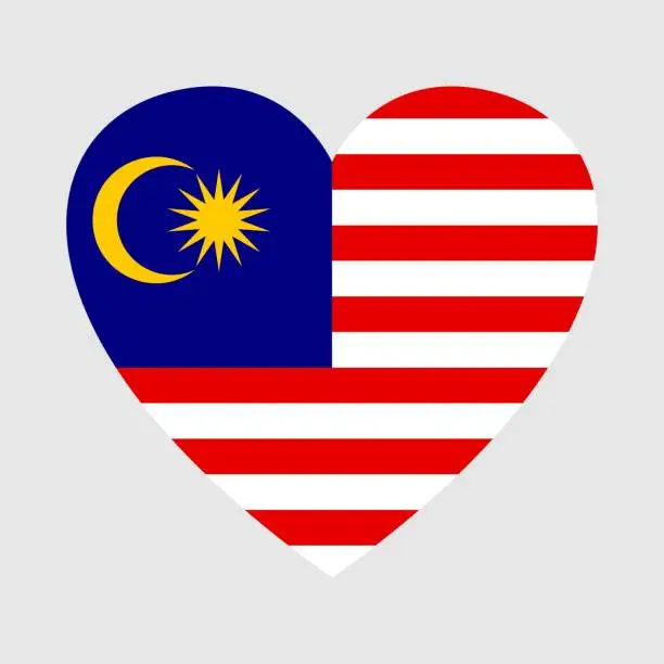 Vector illustration of National flag of Malaysia. Heart shape