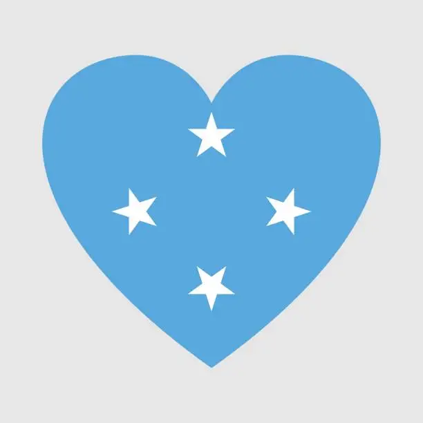 Vector illustration of National flag of Micronesia. Heart shape