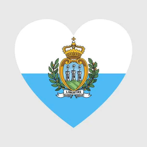 Vector illustration of National flag of San Marino. Heart shape