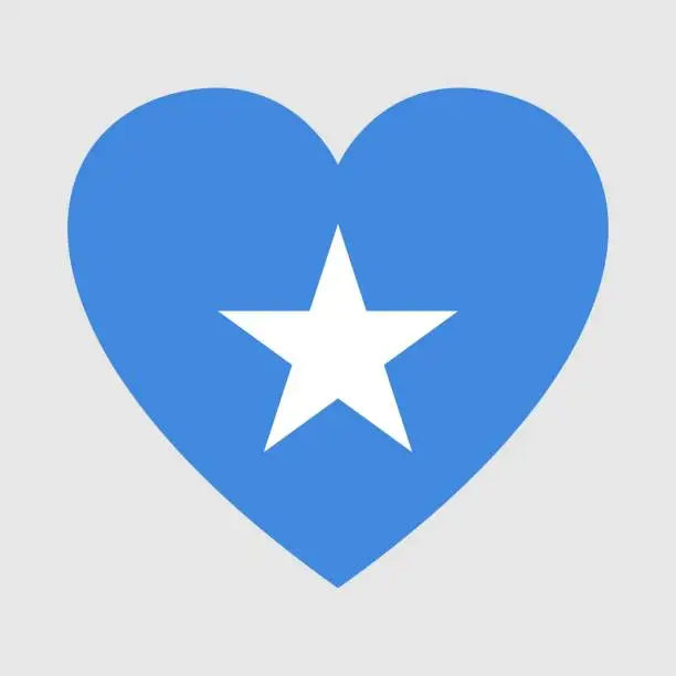 Vector illustration of National flag of Somalia. Heart shape