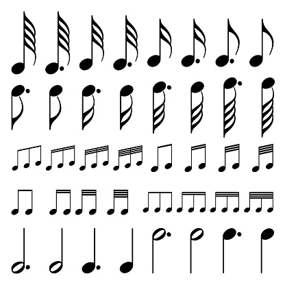 Music notes icons set on white background.