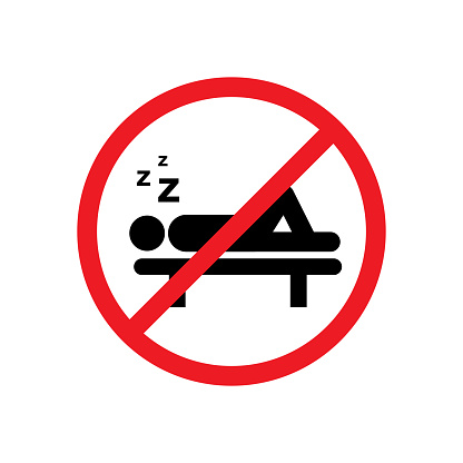no sleeping prohibition sign template vector