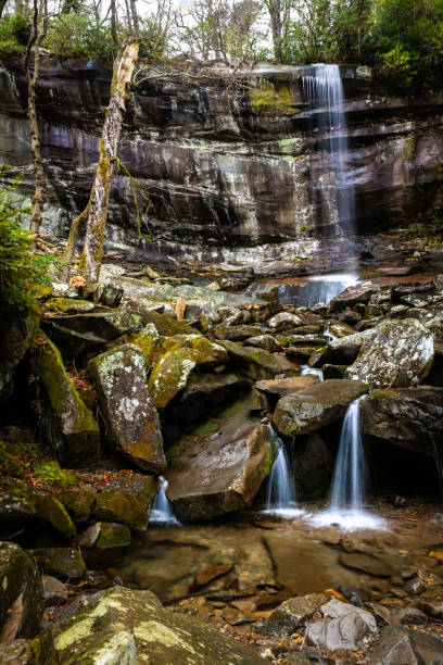 красивый радужный водопад в национальном парке грейт-смоки-маунтинс - water stream gatlinburg great smoky mountains national park стоковые фото и изображения