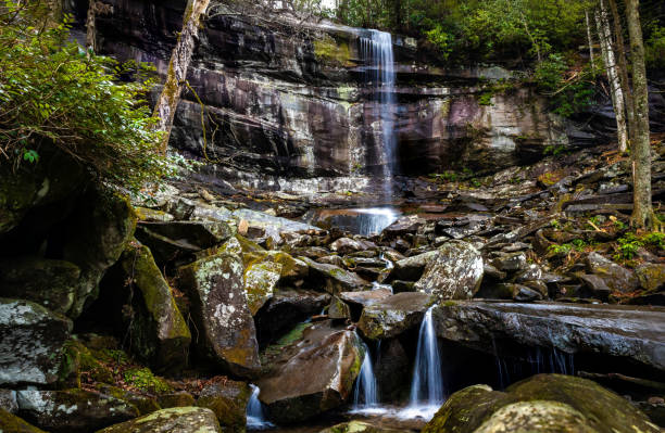 Beautiful Rainbow Falls at Great Smoky Mountains National Park Beautiful Rainbow Falls waterfall at Great Smoky Mountains National Park at fall gatlinburg stock pictures, royalty-free photos & images