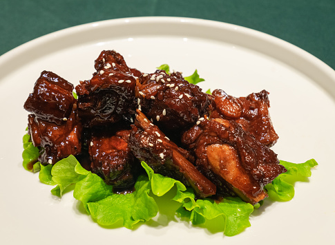 Chinese food: sweet and sour pork ribs