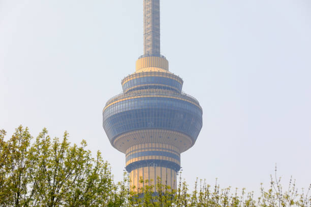 Air pollution from smog shrouding over the city of Shanghai, China.