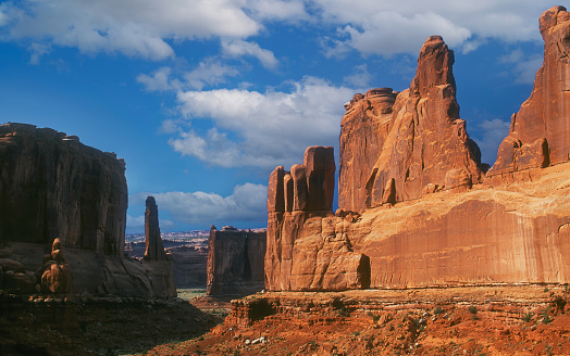 Park Avenue rock formation in sandstone in Arches National Park,Utah, America, USA
