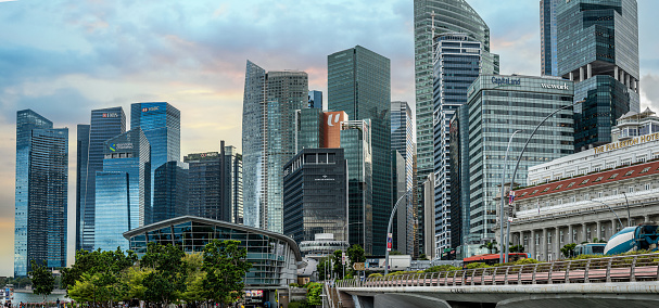 Singapore - Jun 12, 2017. Finance district of Singapore. The Singaporean economy is known as one of the freest, most innovative, most dynamic and most business-friendly.
