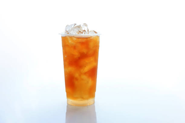 Ice Tea Es Teh On Plastic Cup To Go, Isolated on White