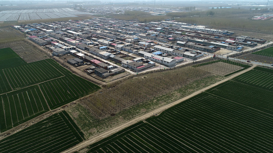 Rural buildings in North China Plain, aerial photos, China