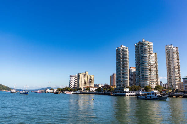 Santos, Brazil - June 5, 2022: Santos City Waterfront and Skyline on a Sunny Day.