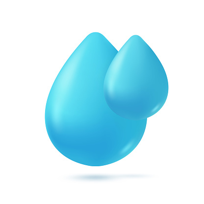 Clear water drops. Pure dew drops. Concept of conserving clean water for the world. 3d vector illustration.