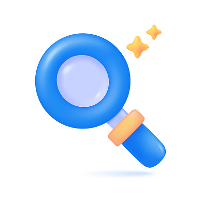 Vector 3D magnifying glass exploring. The idea of ââexpanding the results of research to find some results.